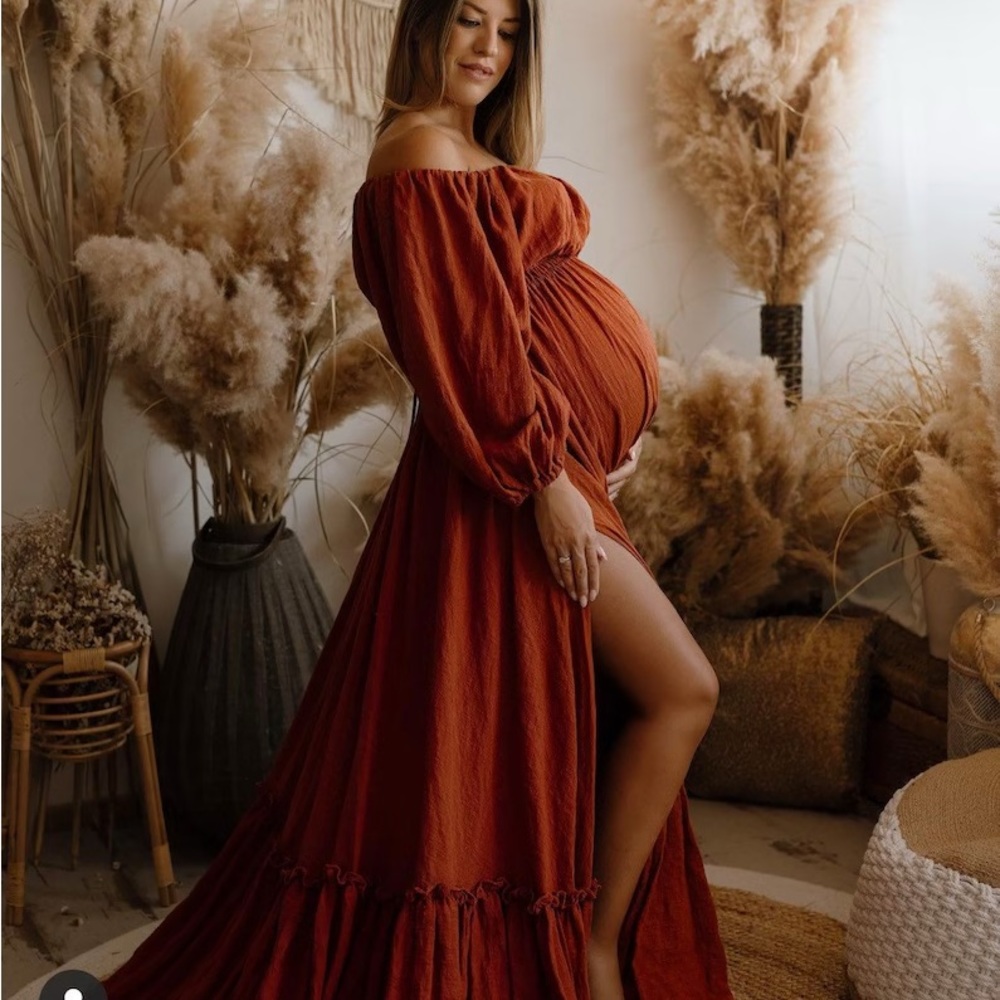Reclamation Ruffle Me Right Up Maxi Dress in Rust Color